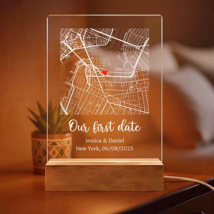 Personalized Acrylic Light "Place of the Heart" | Night Light, Decorative Light, Glowlight