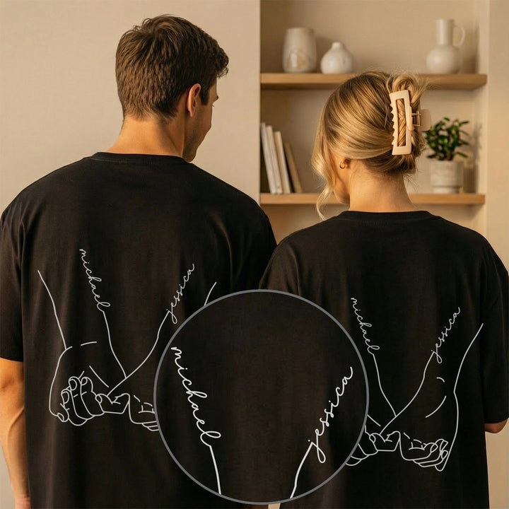 Personalized Matching Oversized T-Shirts "Holding Hands"