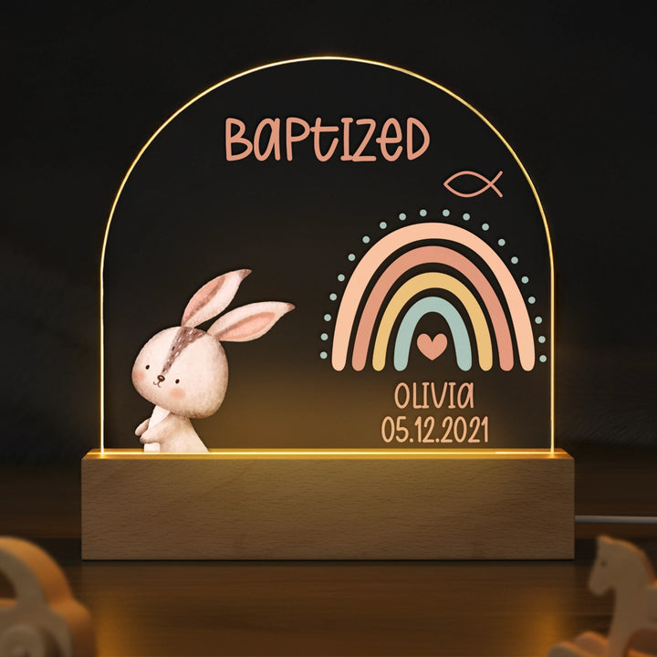 Personalized Baptism Night Light – Custom Name & Date