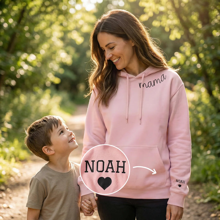 Personalized Hoodie "For Mom" with Sleeve Print