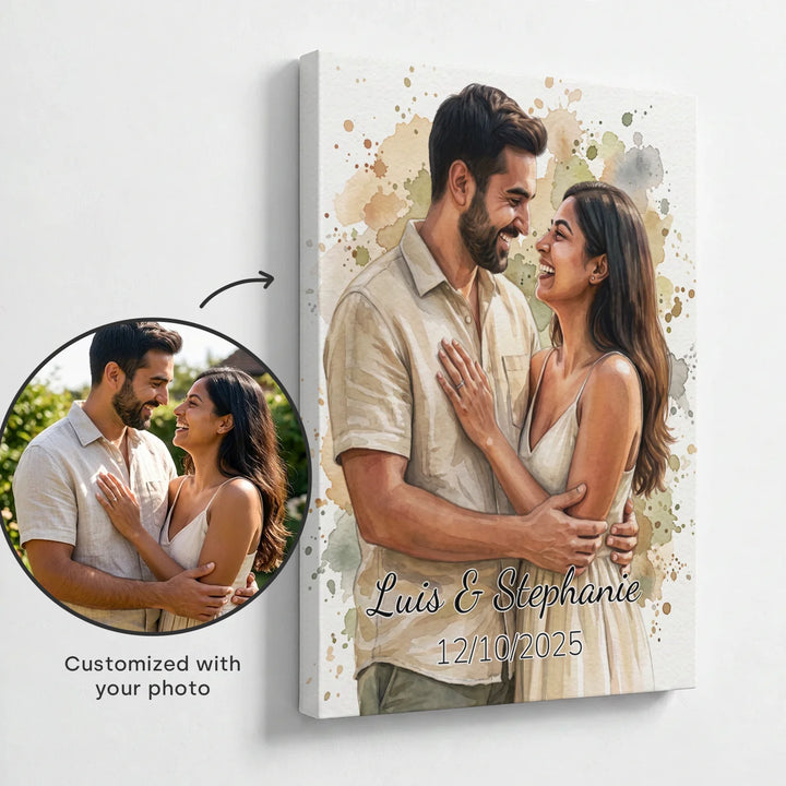 Personalized Canvas "Watercolor Couple"