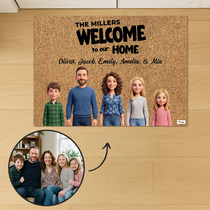 Personalized Doormat "Cartoon Family"