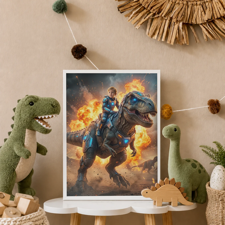 Personalized Children's Poster "T‑Rex Rider"