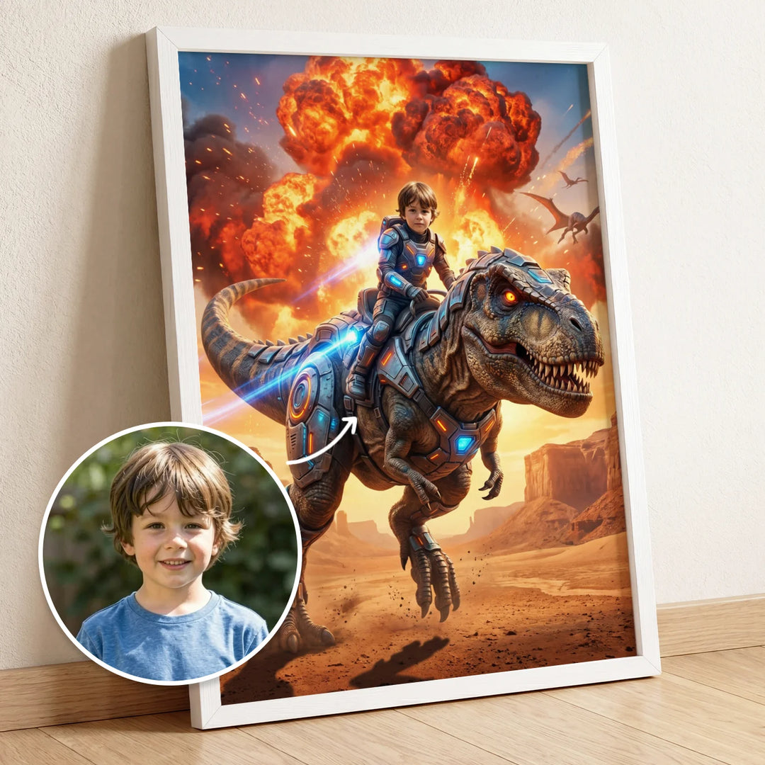 Personalized Children's Poster "T‑Rex Rider"