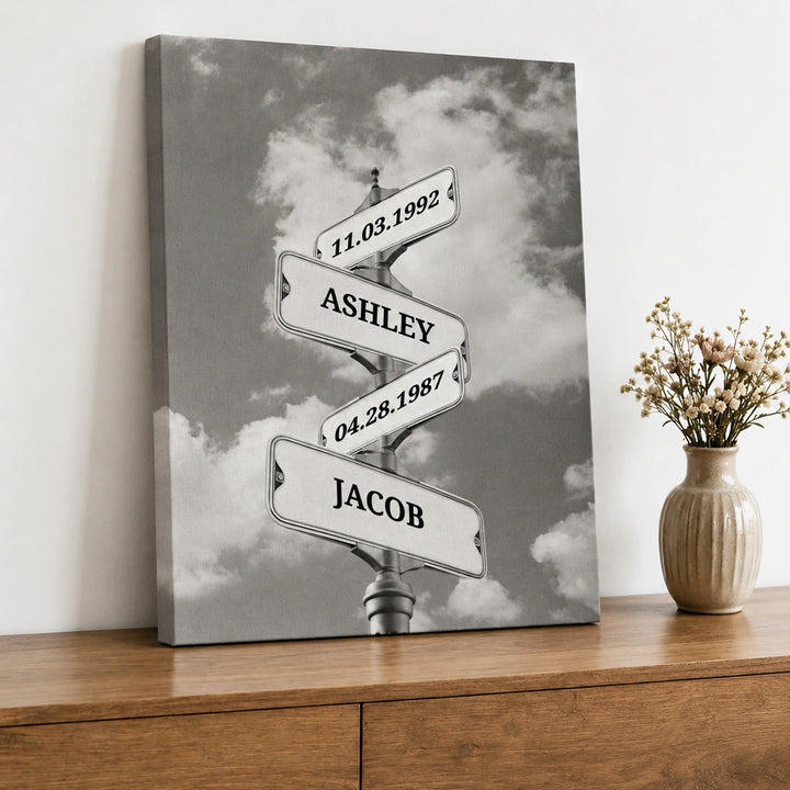 Personalized Canvas "Vintage Street Sign with Birthdate"