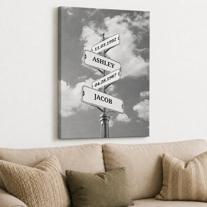 Personalized Canvas "Vintage Street Sign with Birthdate"