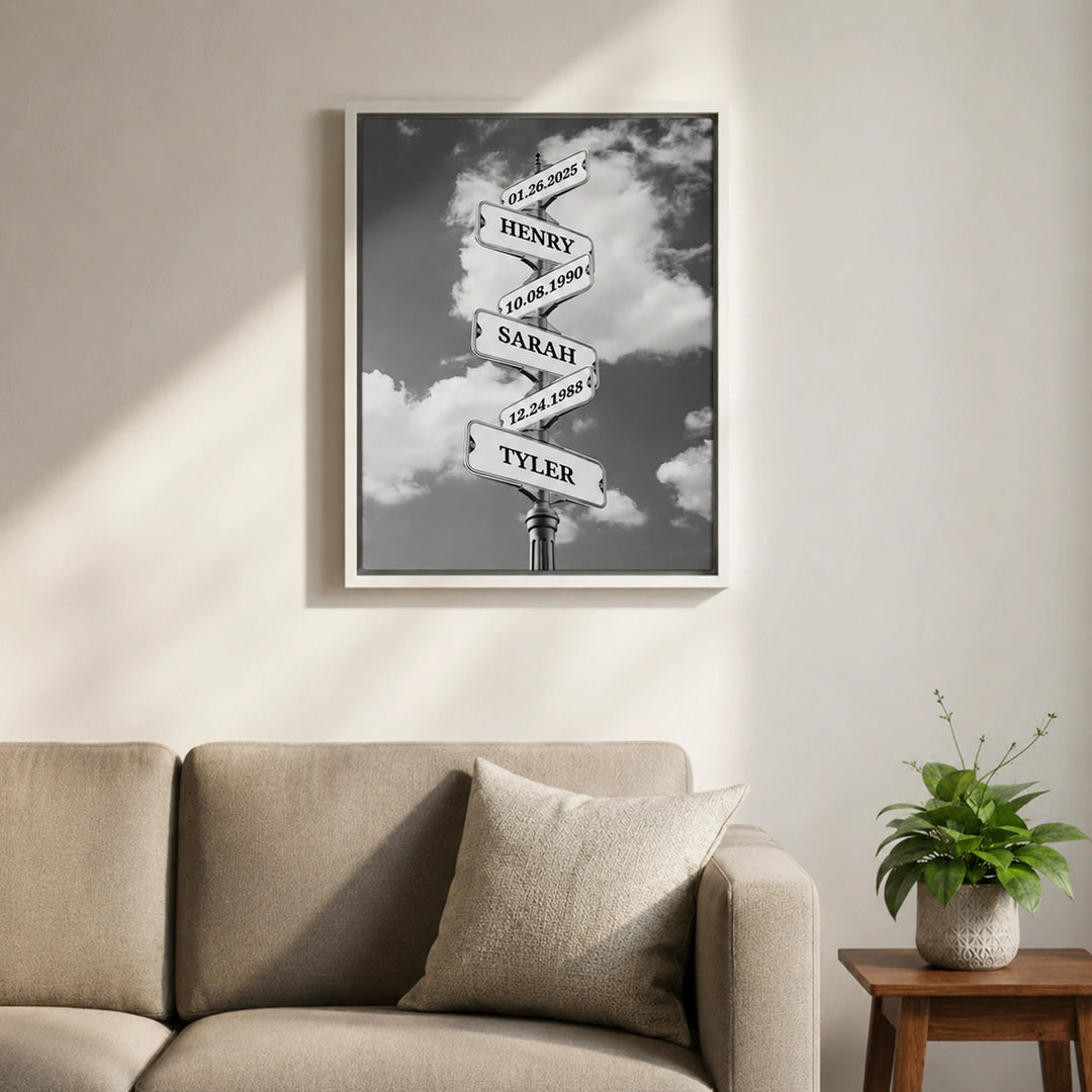 Personalized Canvas "Vintage Street Sign with Birthdate"