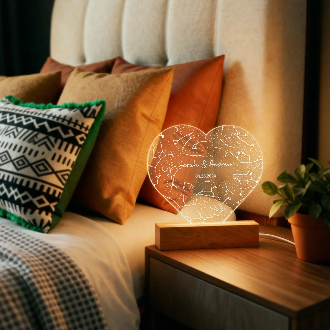 Personalized Heart Acrylic Light "Star Map"