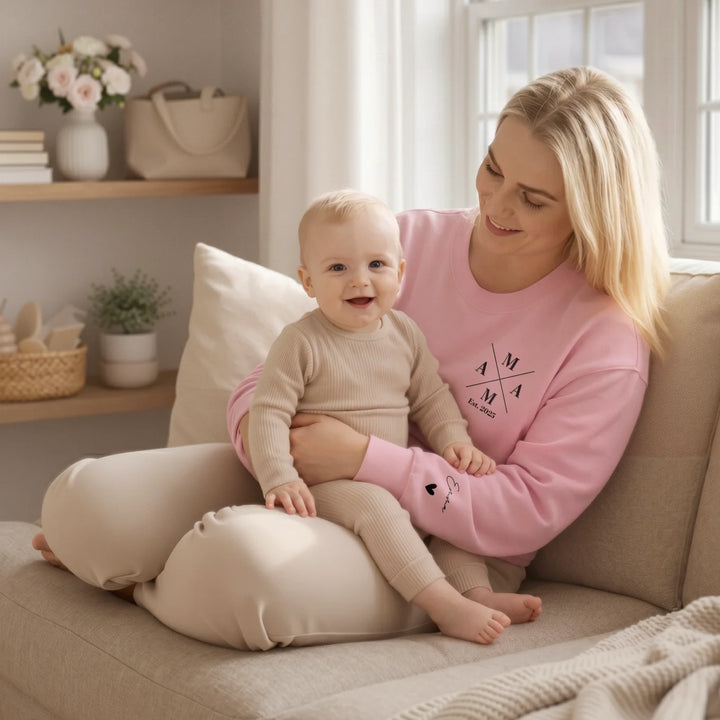 Personalized Sweater "Mama Cross" with Sleeve Print