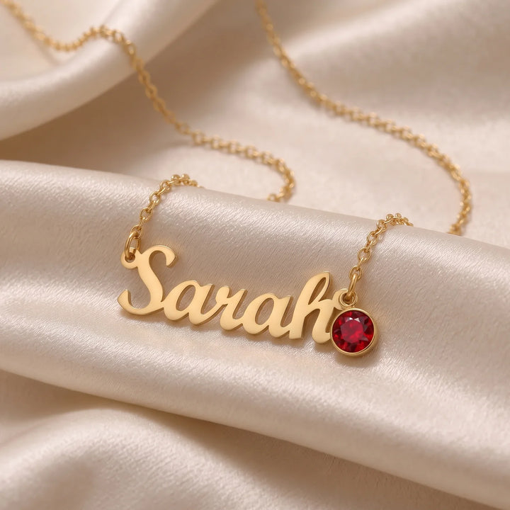 Personalized Necklace "Name with Birthstone"
