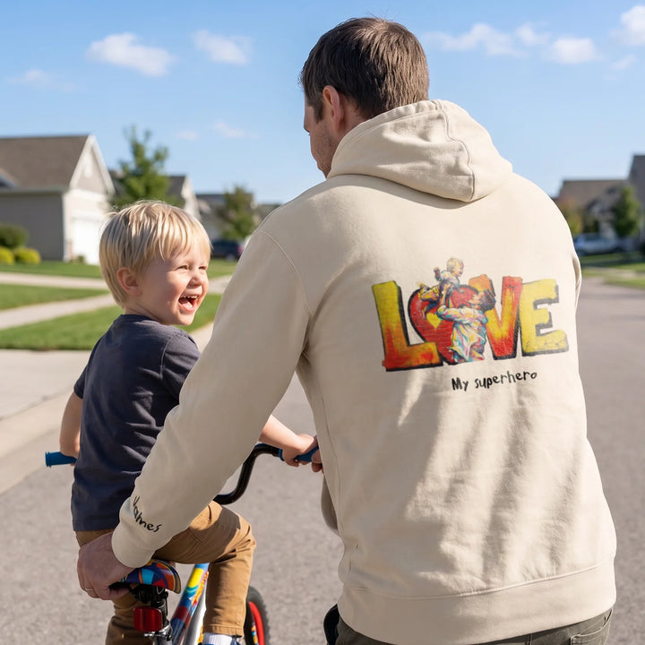 Personalized Hoodie Love "DAD" with Sleeve Print