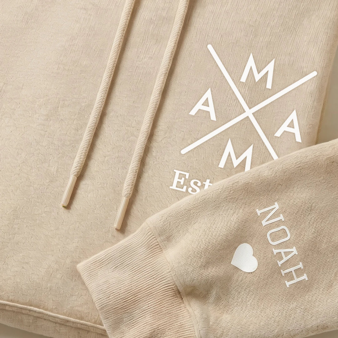 Personalized Hoodie "Mama Cross" with Sleeve Print