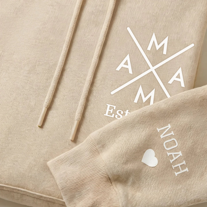 Personalized Hoodie "Mama Cross" with Sleeve Print