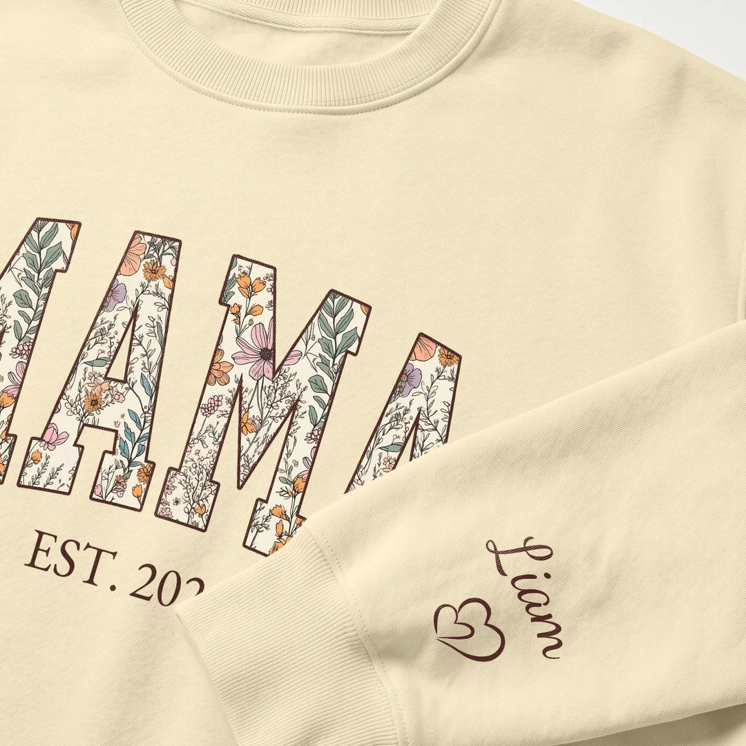 Personalized Sweater "MAMA" Flowers
