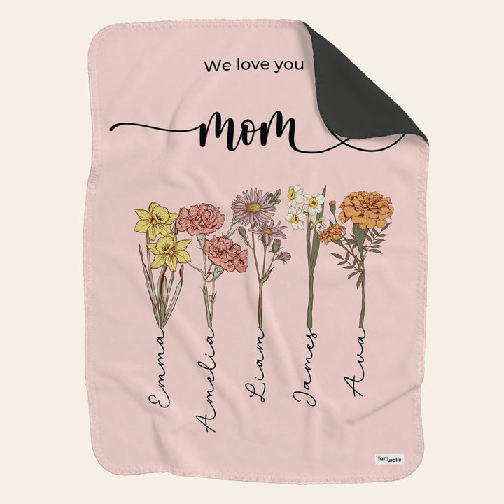 Personalized Blanket "Flowers for Mom"