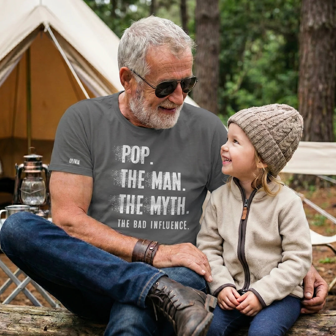 Personalized T‑Shirt "Bad Influence Grandpa" with Sleeve Print