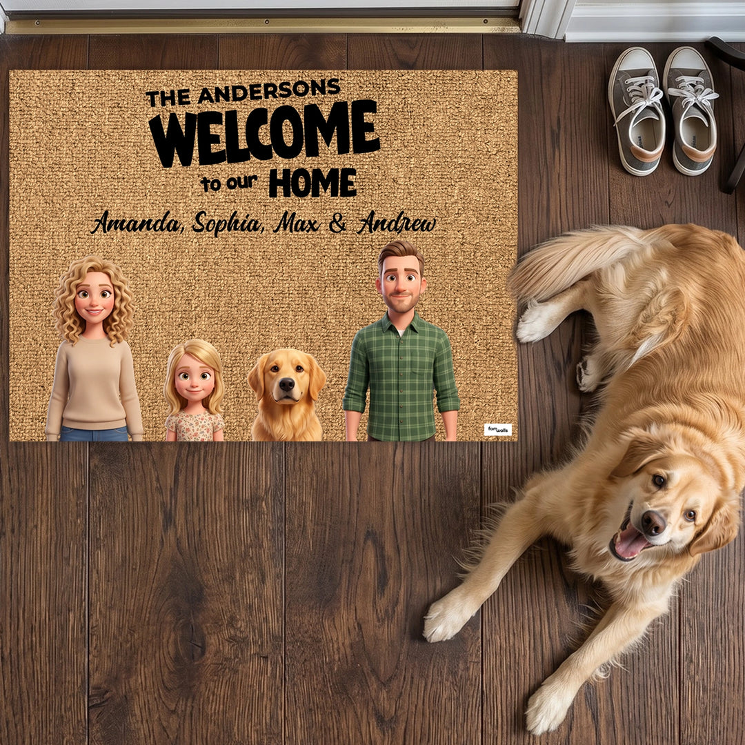 Personalized Doormat "Cartoon Family"