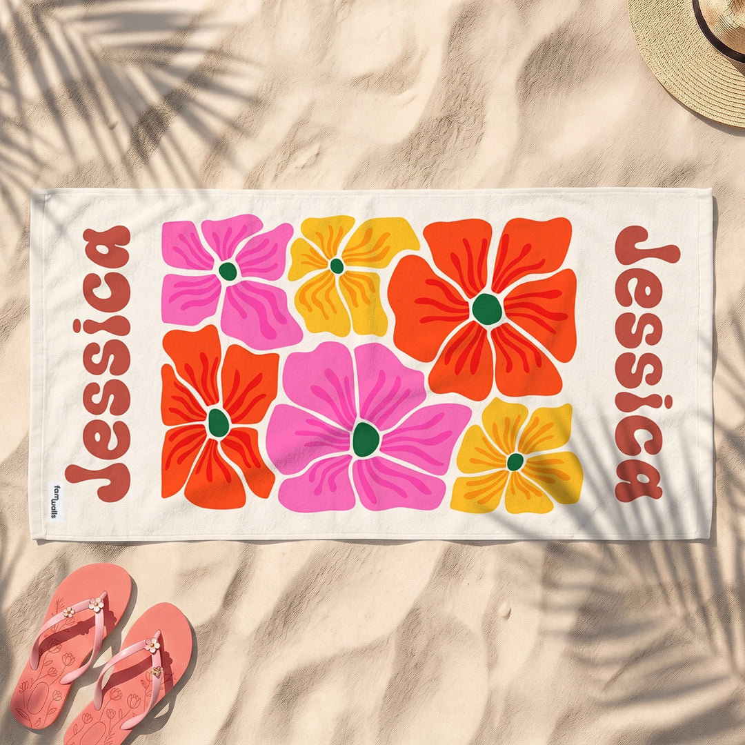 Personalized Bath Towel "Flowers"