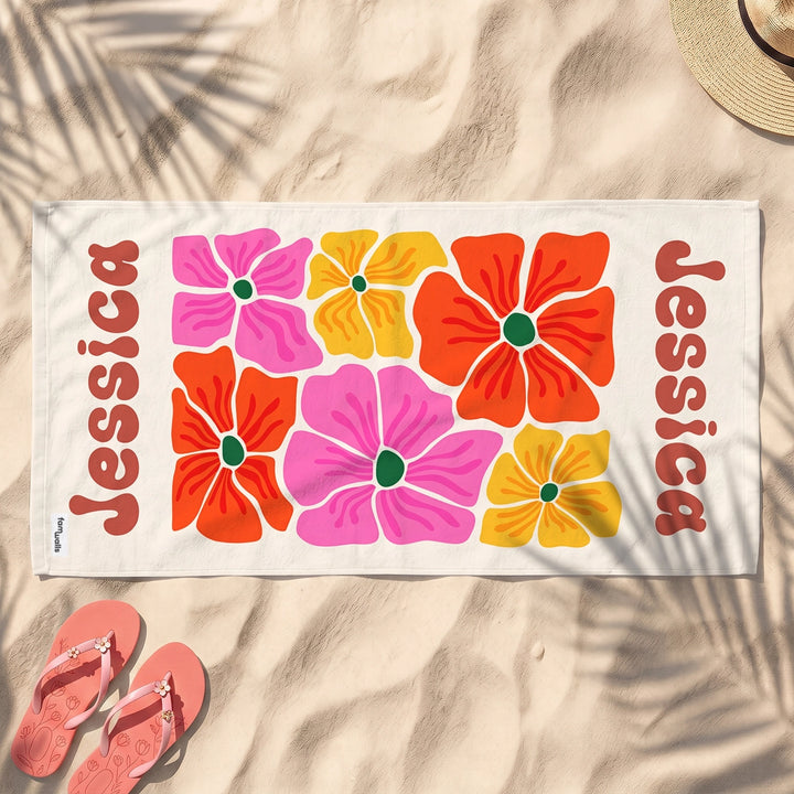 Personalized Bath Towel "Flowers"