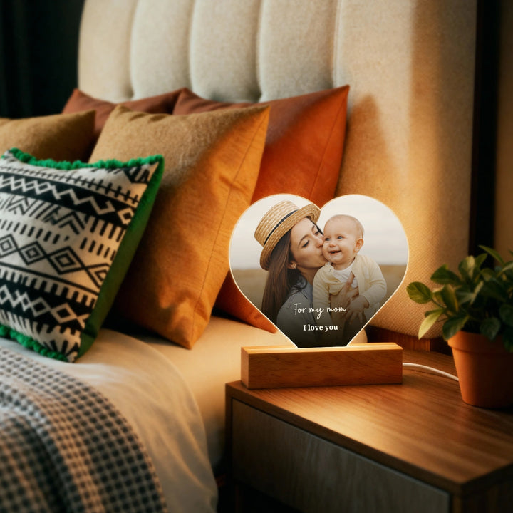 Personalized Heart Acrylic Light "Mom" | Nightlight, Decorative Light, Glowlight