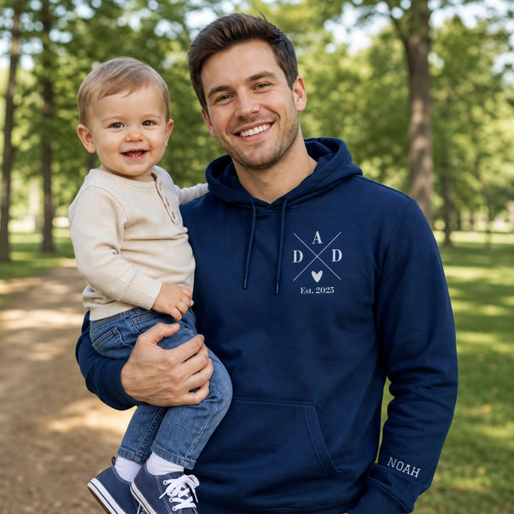 Personalized Hoodie "PAPA Cross" with Sleeve Print