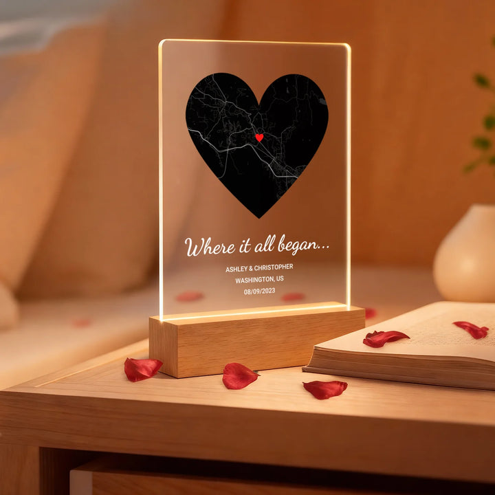 Personalized Acrylic Light “Where It All Began” | Night Light, Decorative Light
