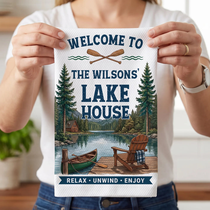 Personalized Kitchen Towel "Welcome to the Lake House"
