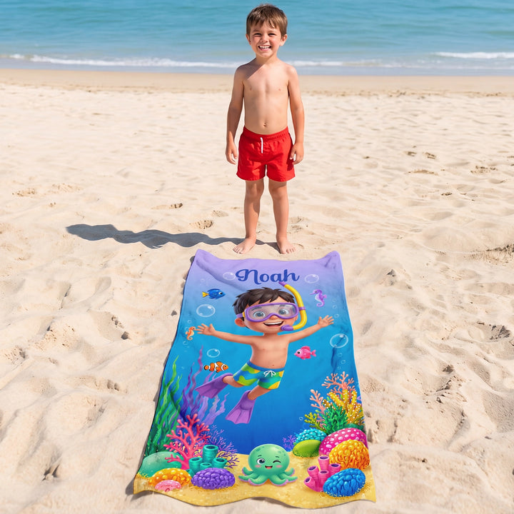 Personalized "Snorkel" Kids Bath Towel