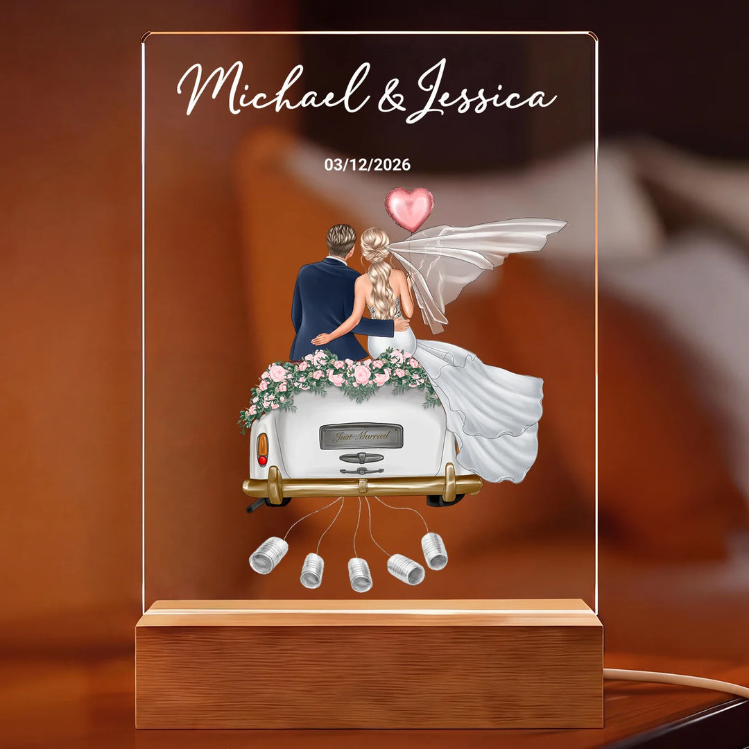 Personalized Acrylic Light "Just Married" | Night Light, Decorative Light, Glowlight