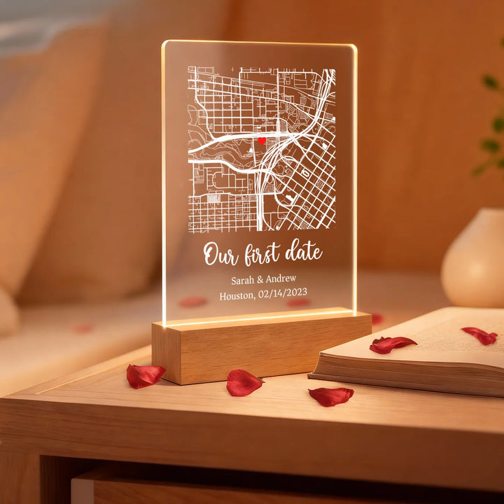 Personalized Acrylic Light "Place of the Heart" | Night Light, Decorative Light, Glowlight