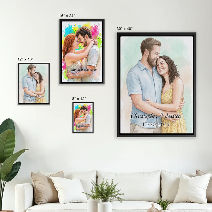 Personalized Canvas "Watercolor Couple"