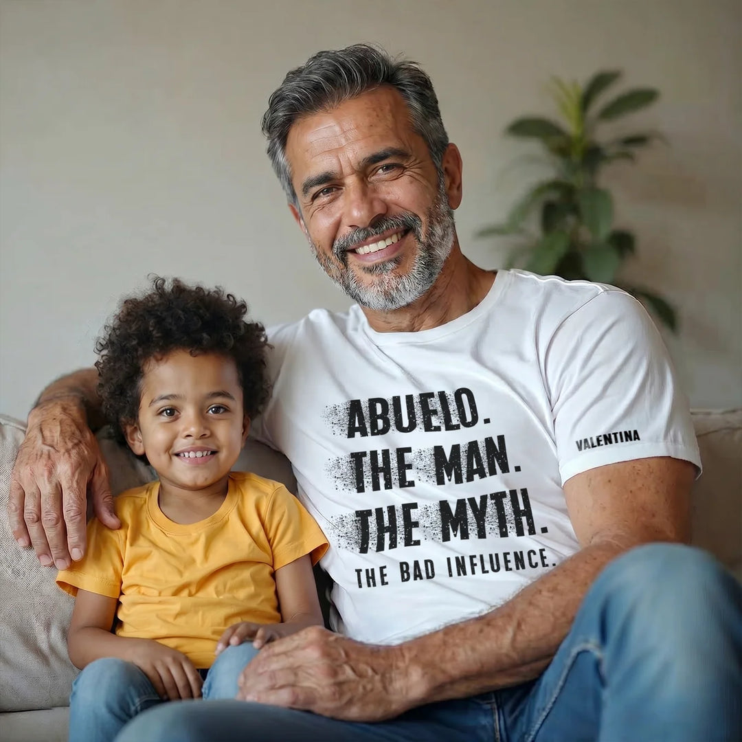 Personalized T‑Shirt "Bad Influence Grandpa" with Sleeve Print