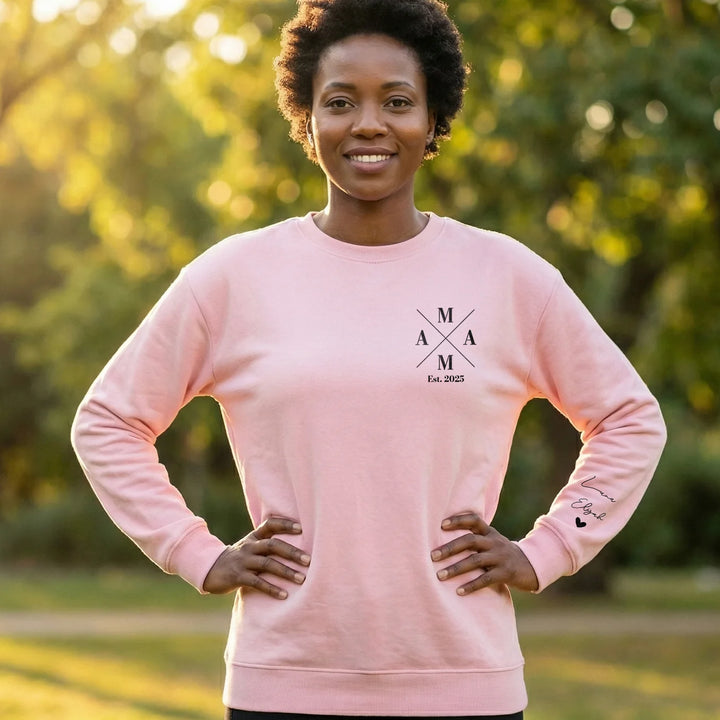 Personalized Sweater "Mama Cross" with Sleeve Print