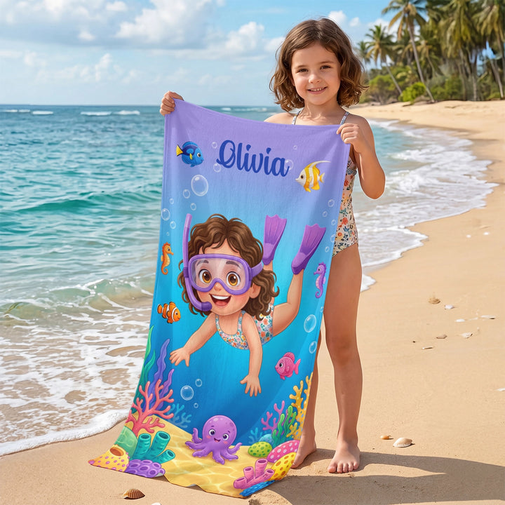 Personalized "Snorkel" Kids Bath Towel