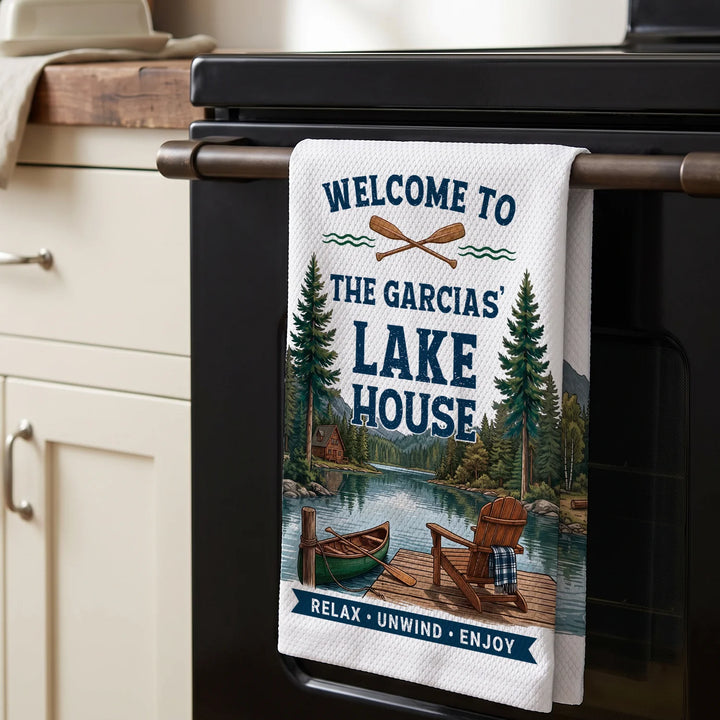 Personalized Kitchen Towel "Welcome to the Lake House"
