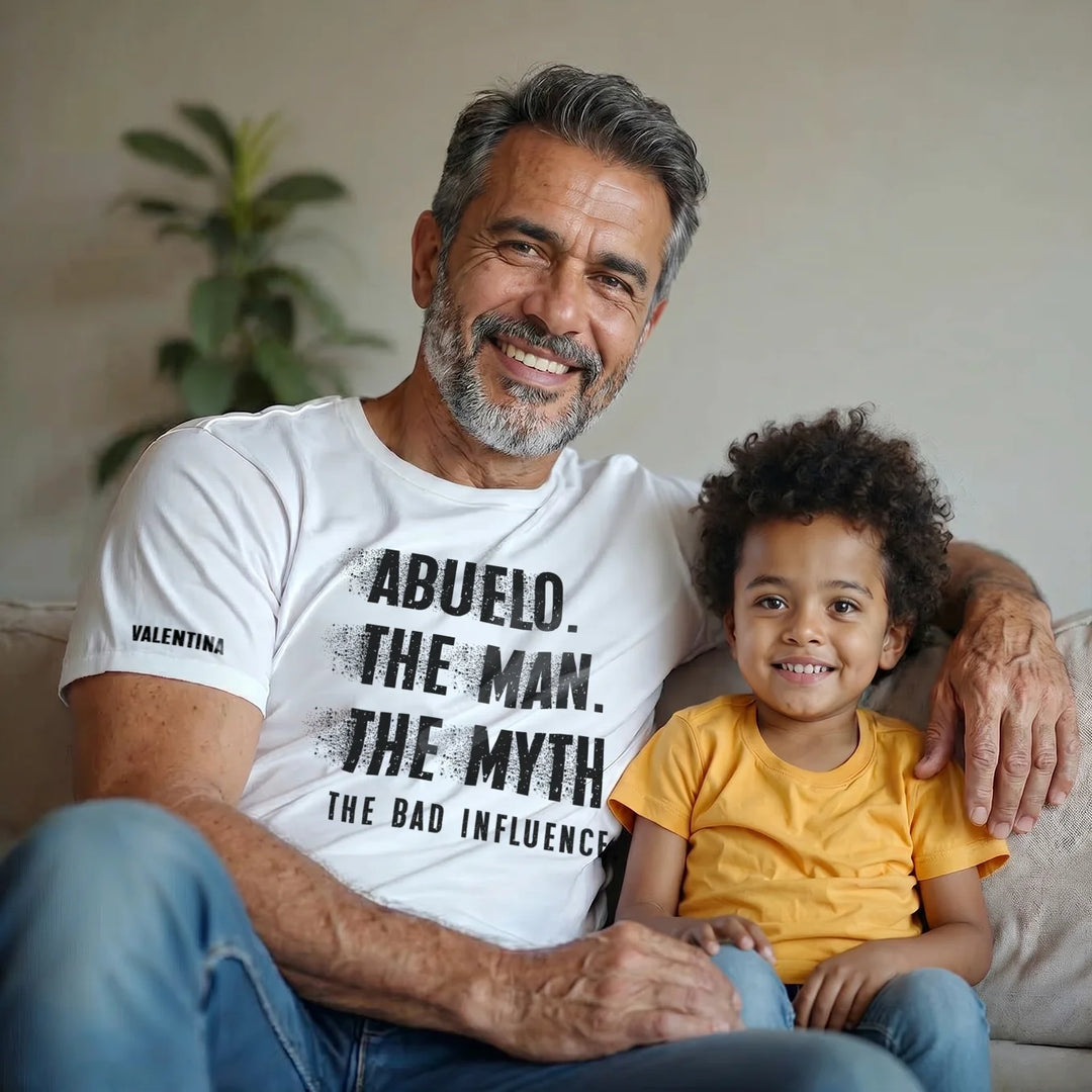 Personalized T‑Shirt "Bad Influence Grandpa" with Sleeve Print