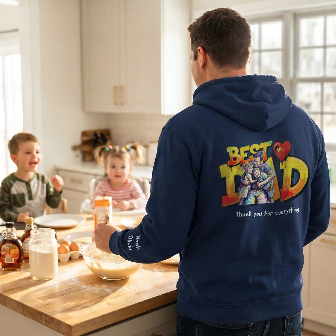 Personalized Hoodie Love "DAD" with Sleeve Print