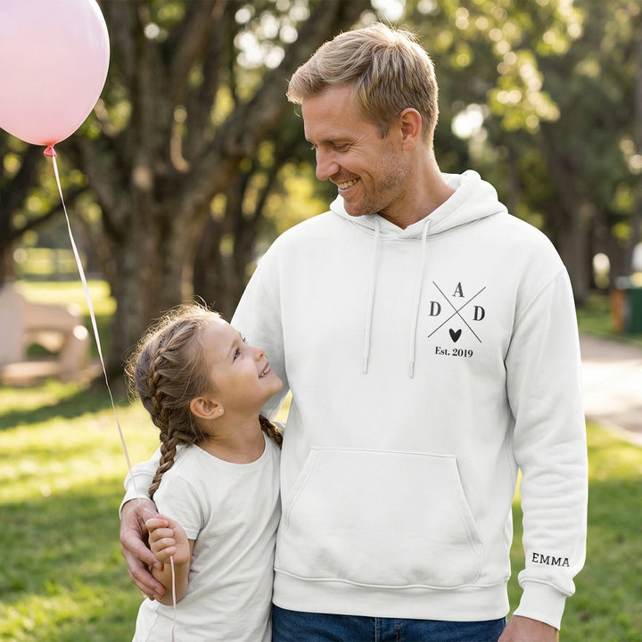 Personalized Hoodie "PAPA Cross" with Sleeve Print