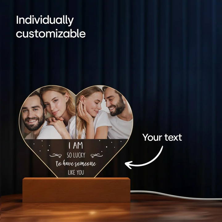Personalized Heart Acrylic Light "Photo & Text" | Night Light, Decorative Light, Glowlight