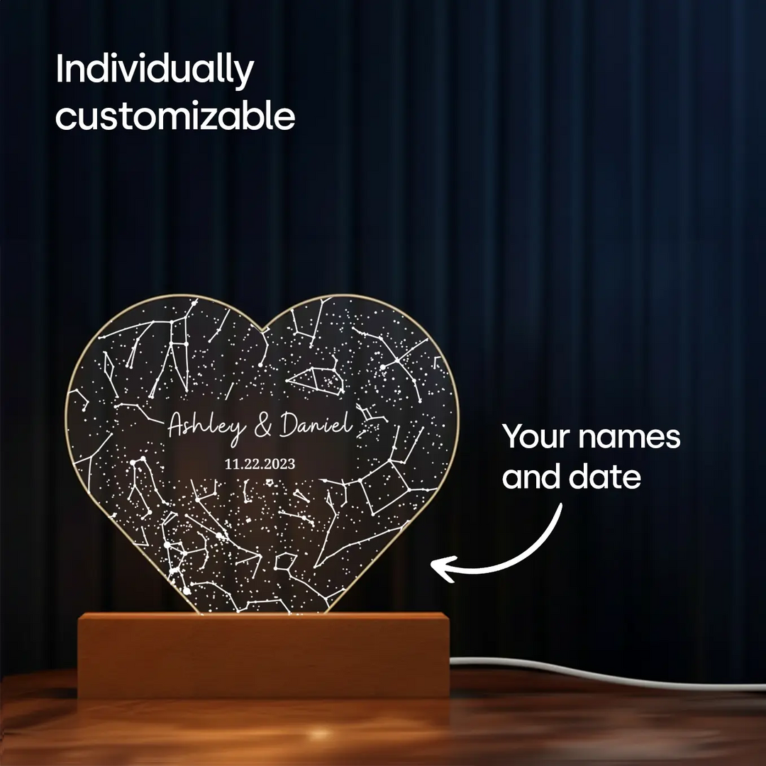 Personalized Heart Acrylic Light "Star Map"