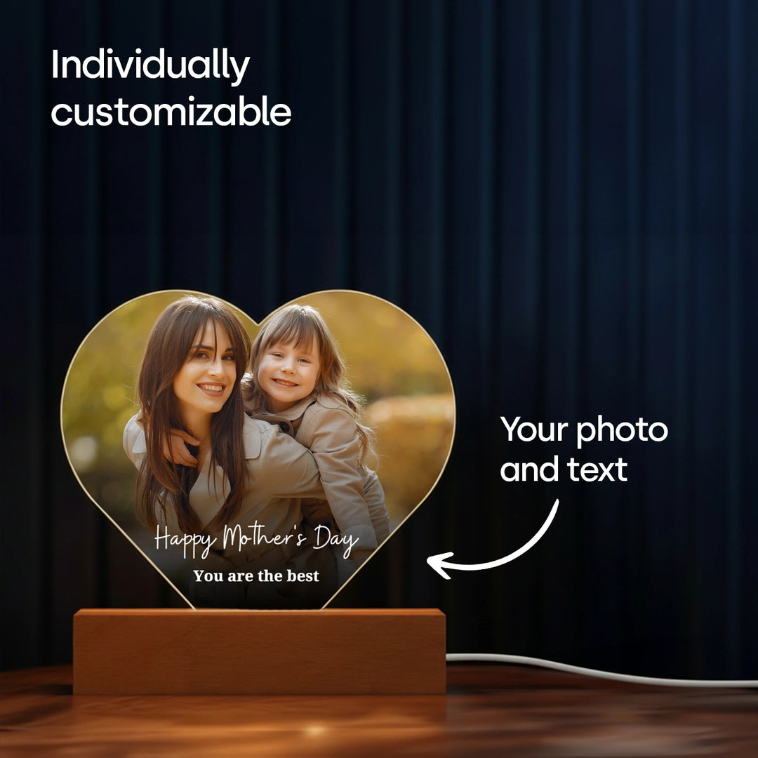 Personalized Heart Acrylic Light "Mom" | Nightlight, Decorative Light, Glowlight