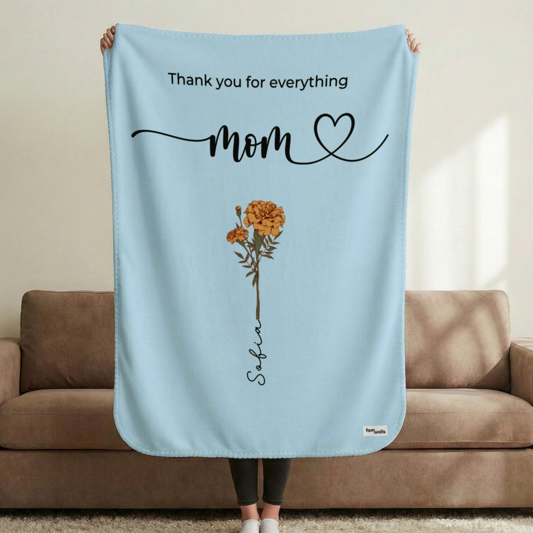 Personalized Blanket "Flowers for Mom"