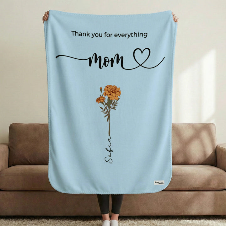 Personalized Blanket "Flowers for Mom"