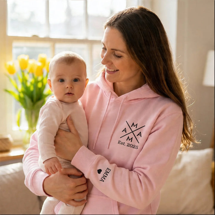 Personalized Hoodie "Mama Cross" with Sleeve Print