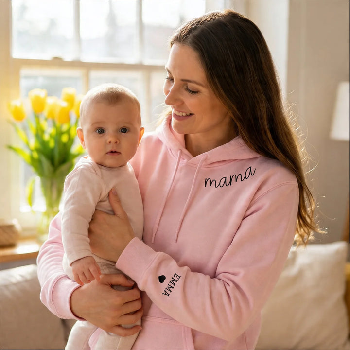 Personalized Hoodie "For Mom" with Sleeve Print