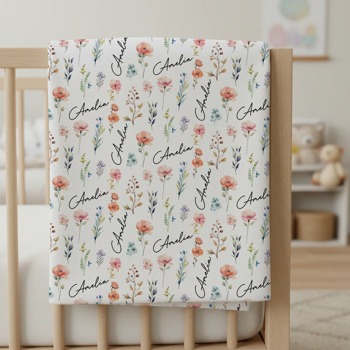 Personalized Baby Blanket "Flowers"