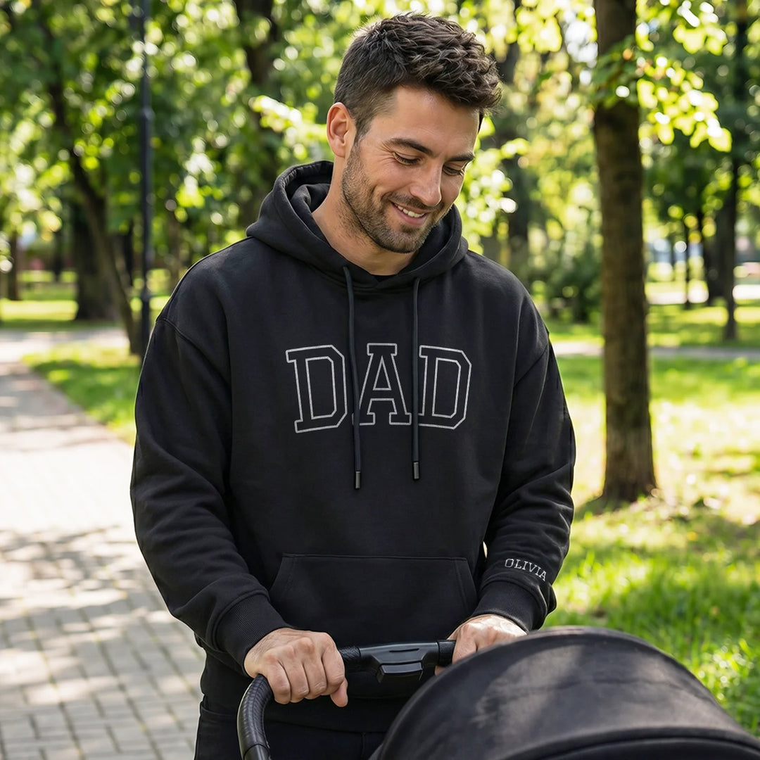 Personalized Hoodie "DAD" with Sleeve Print
