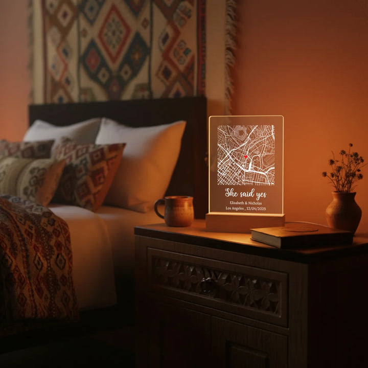 Personalized Acrylic Light "Place of the Heart" | Night Light, Decorative Light, Glowlight