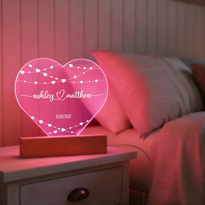 Personalized Acrylic Heart Light  "Name & Date"