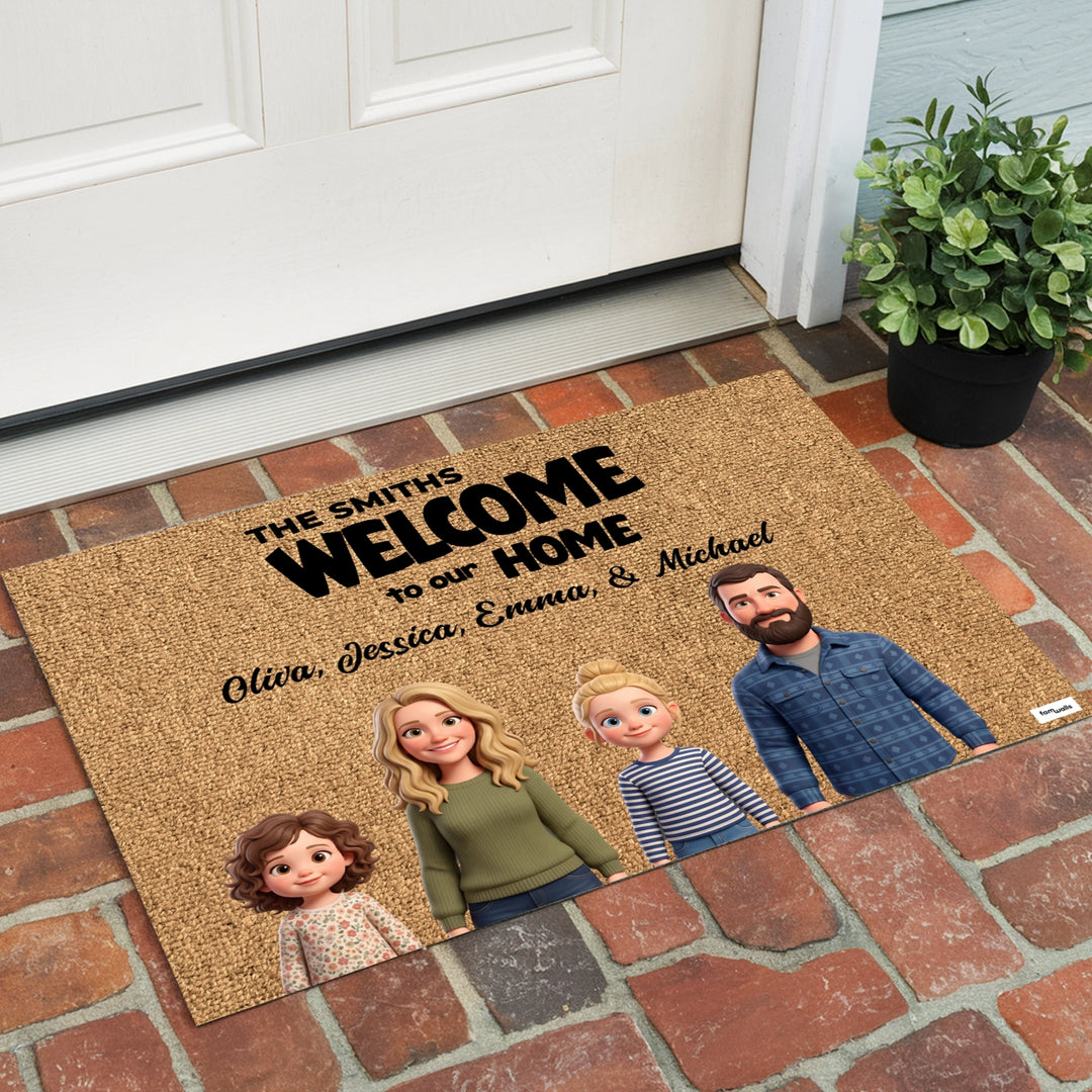 Personalized Doormat "Cartoon Family"